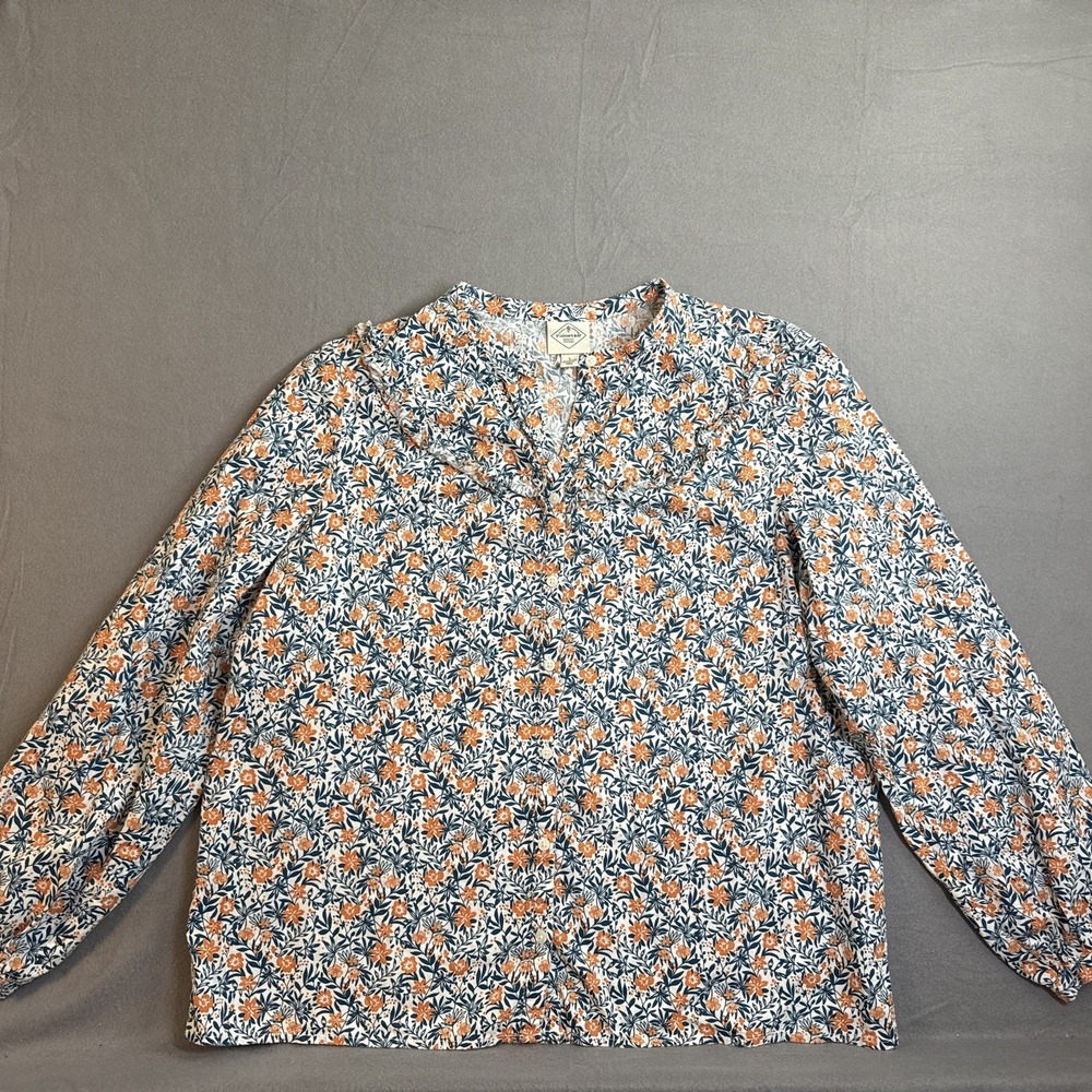 St John's Bay Flowered Boho Blouse Women's Large Long Sleeve